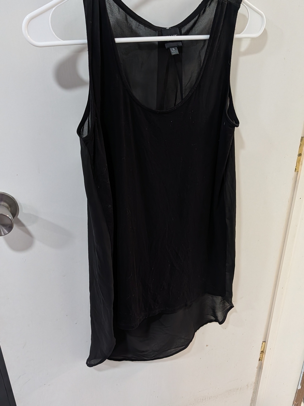 Saks Fifth Avenue Black Sheer Layered Tank